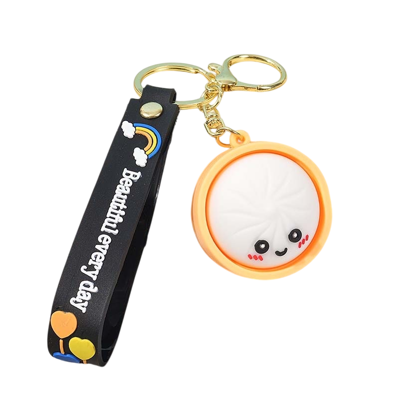 Cute Squishy Bun Keychain – Pressable Fidget Stress Relief Toy
