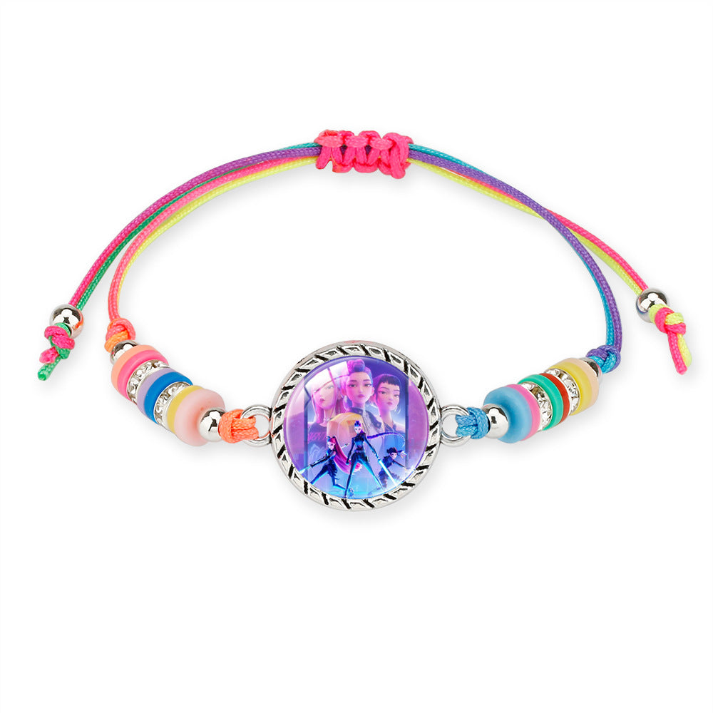 KPOP Demon Hunter Colorful Beaded Bracelet – Boho Adjustable Polymer Clay Charm Bracelet