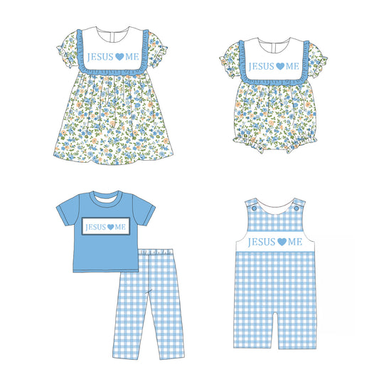 Sibling Kids Summer JESUS LOVE ME Embroidery Clothes
