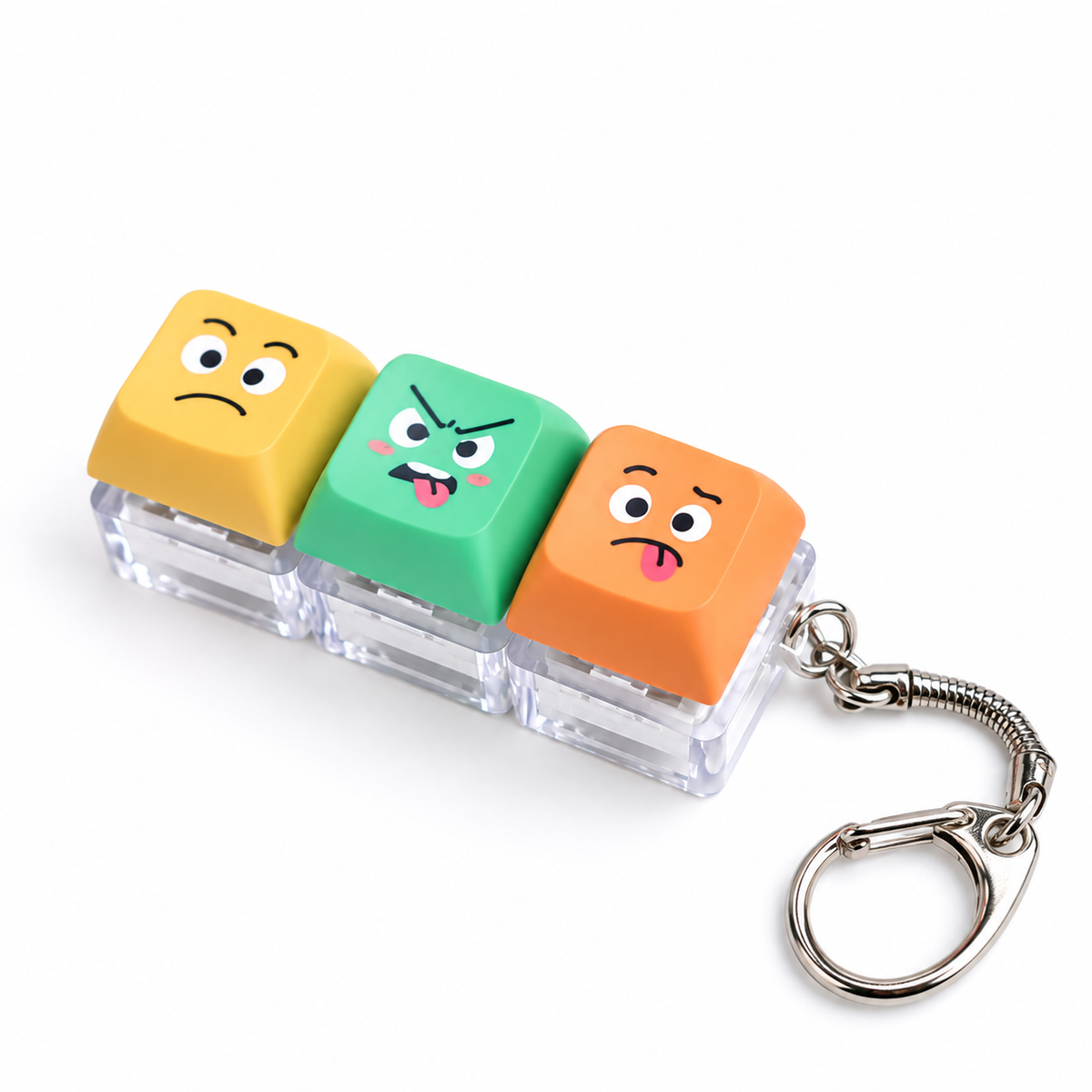 Funny Face Keyboard Keycap Fidget Keychain – 2/3/4/6/9-Key Clicker Stress Relief Toy Bag Charm