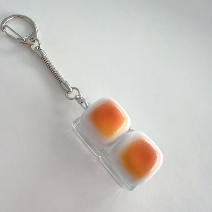 Caramel Mini Toast Cube Keycap Stress Relief Keychain Squishy Keyboard Button Charm