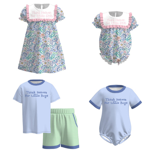 “THANK HEAVEN FOR THE LITTLE KIDS” Embroidered Summer Outfit Set Collection
