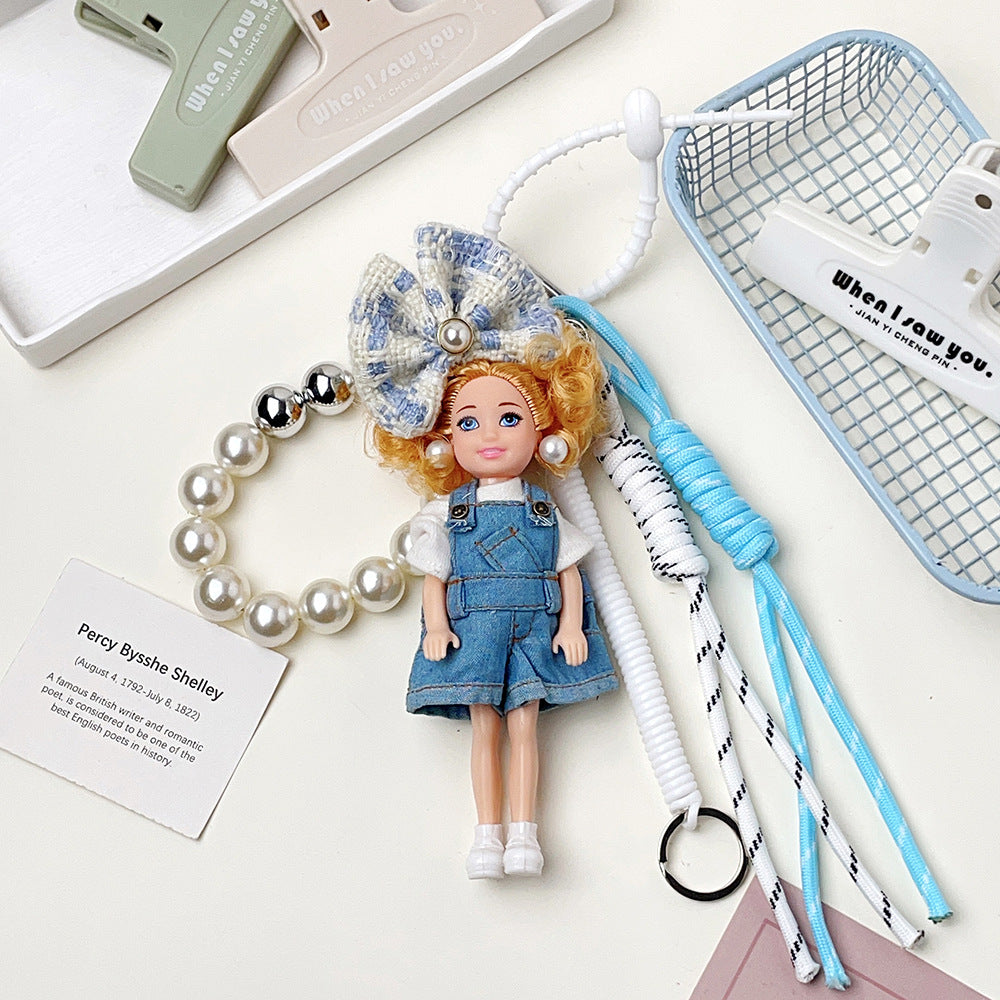 Chic Fashion Doll Keychain Cute Knitted Cartoon Doll Bag Charm Pendant Accessory