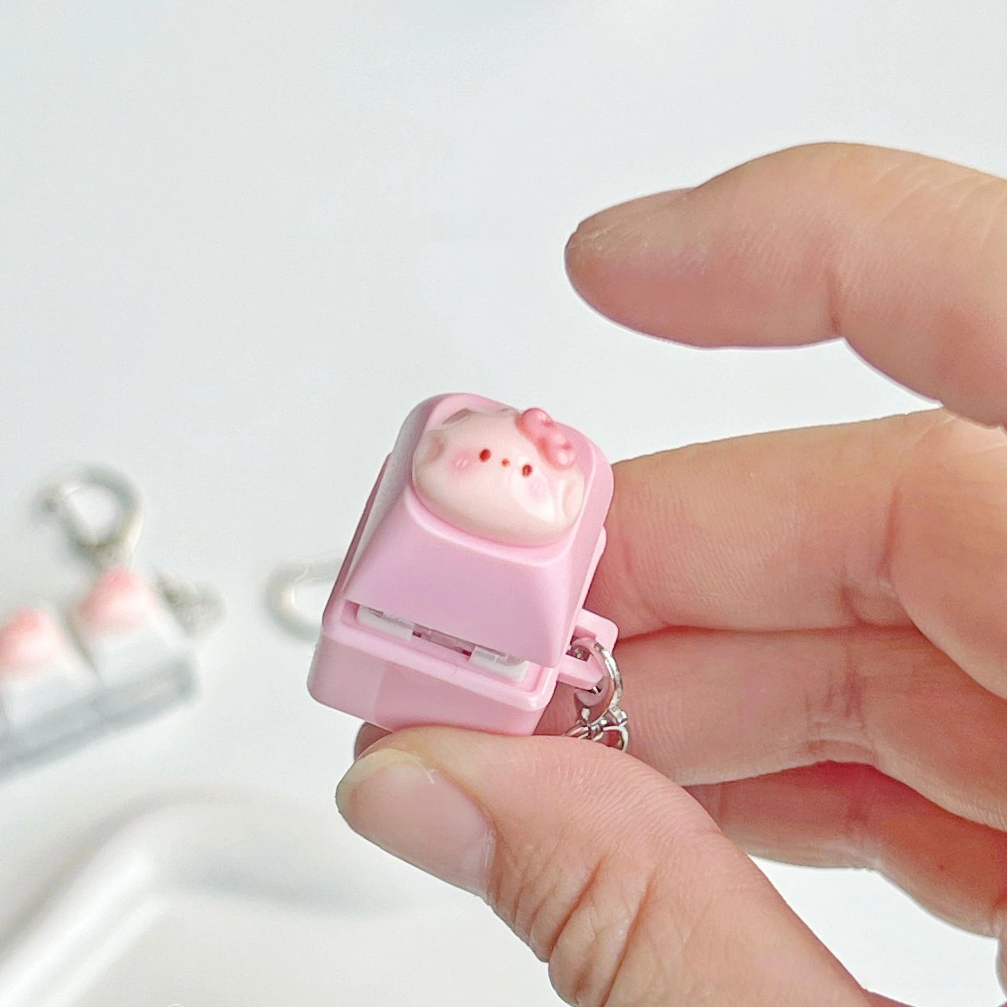 Food Keycap Fidget Pressable Keyboard Keychain Charm with Cookie & Dumpling Designs