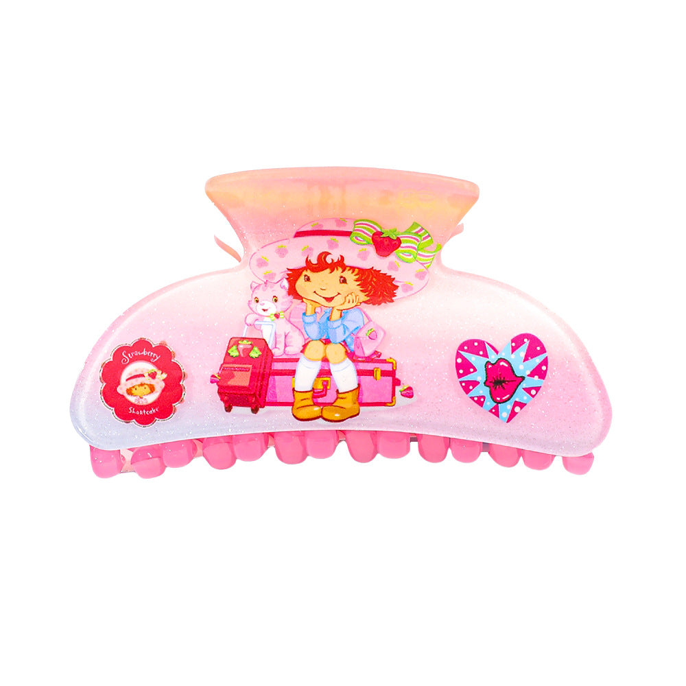 Strawberry Shortcake Acrylic Hair Clip – Cute Cartoon Printed Barrettes for Girls