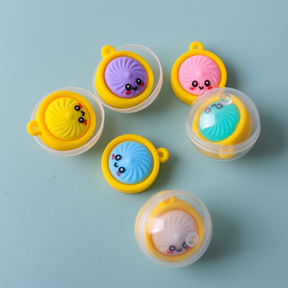Silicone Steamed Bun Basket Keychain Cartoon Food Charm Keyring