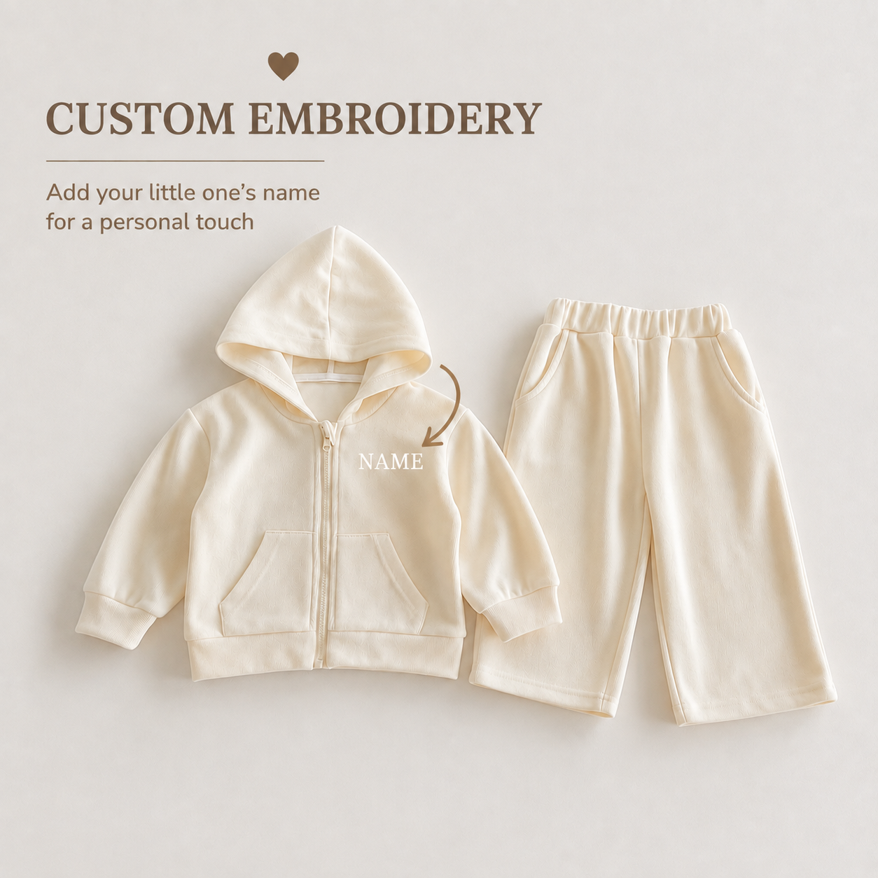 Personalized Kids’ Embroidered Hoodie & Jogger Set – Custom Name Toddler Tracksuit