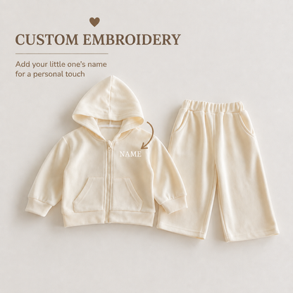 Personalized Kids’ Embroidered Hoodie & Jogger Set – Custom Name Toddler Tracksuit