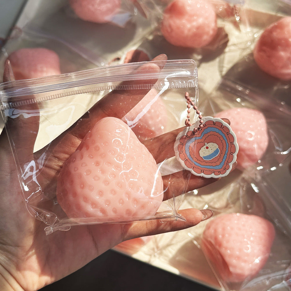 Realistic Strawberry Squishy Toy, Silicone-Like Stress Relief Squeeze Fidget Toy