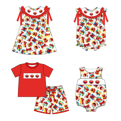 Smocked Embroidery Summer Kids Collection – Premium Elmo-Inspired Clothes