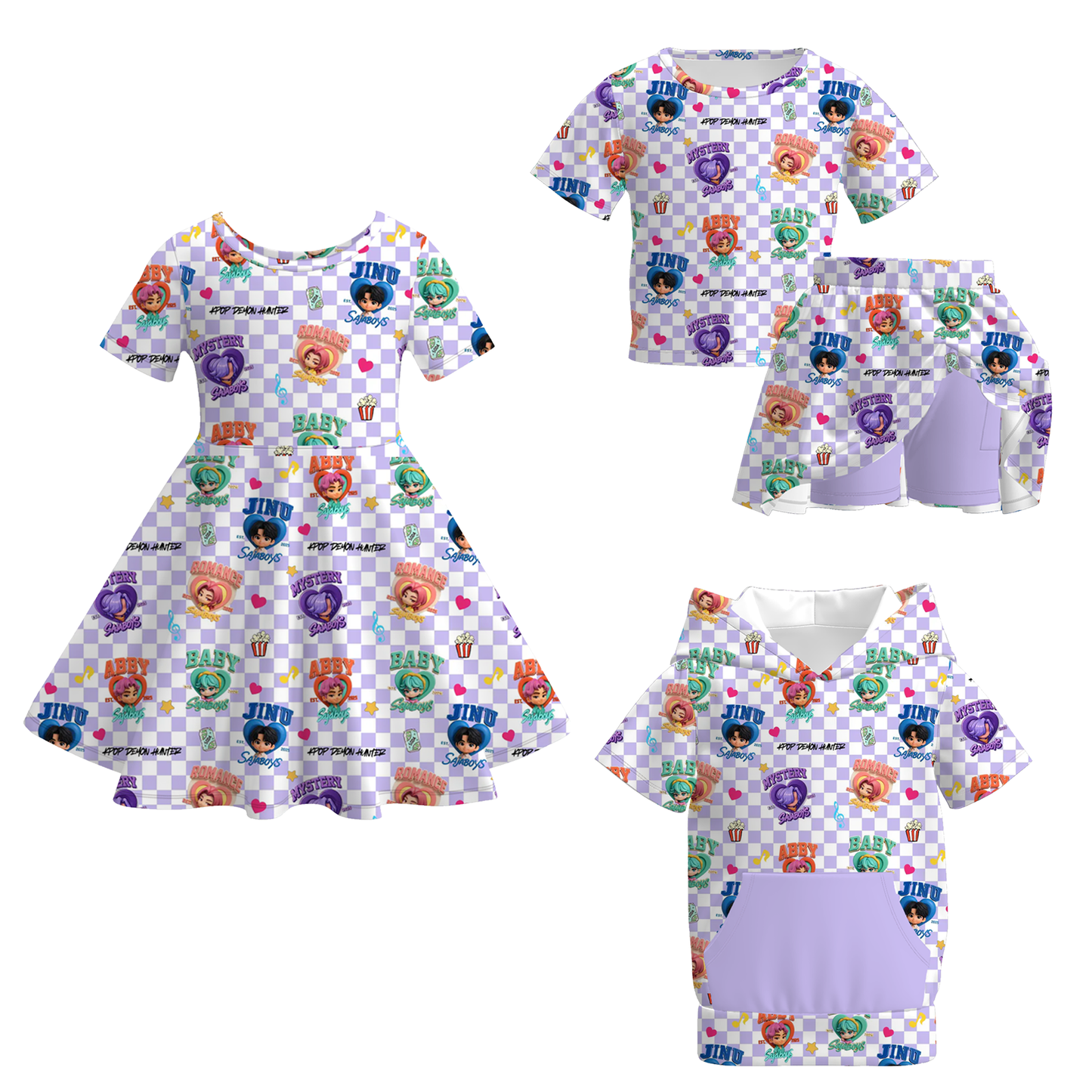 Girls Fall KDH Lavender Dress Skirt Set Hoodies Collection