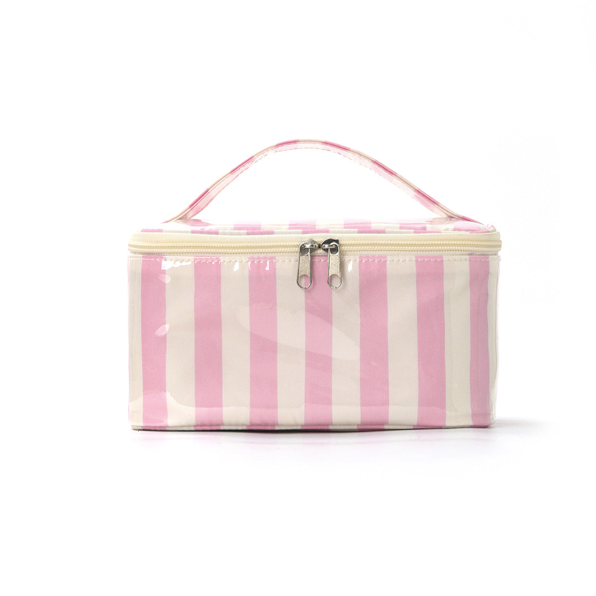 PVC Striped Waterproof Clear Cosmetic Bag Makeup Travel Toiletry Organizer Carry Pouch