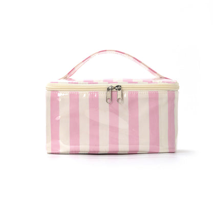 PVC Striped Waterproof Clear Cosmetic Bag Makeup Travel Toiletry Organizer Carry Pouch