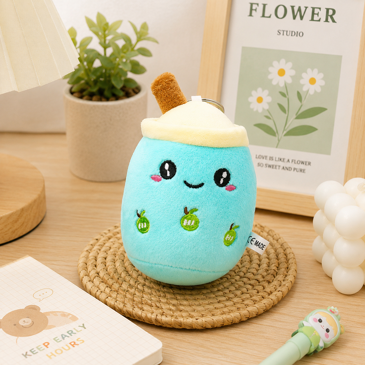 Cute Boba Tea Plush Keychain – Kawaii Bubble Tea Bag Charm & Soft Plush Pendant