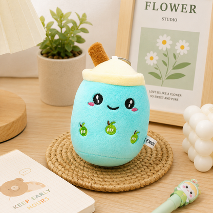 Cute Boba Tea Plush Keychain – Kawaii Bubble Tea Bag Charm & Soft Plush Pendant