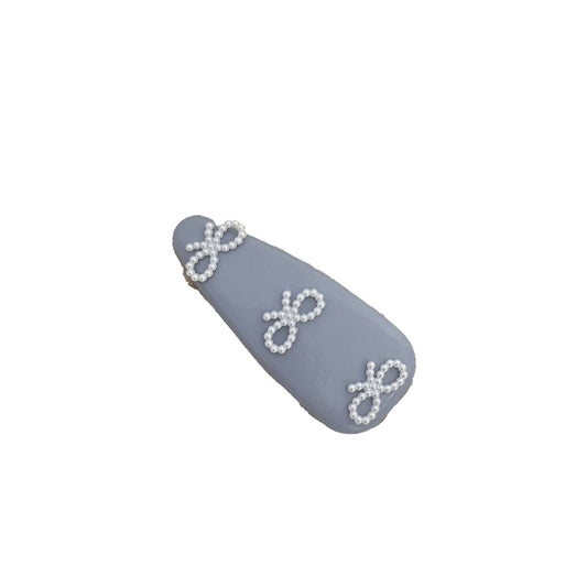Cute Fake Pearl Bow Leather Hair Clips Side Barrettes
