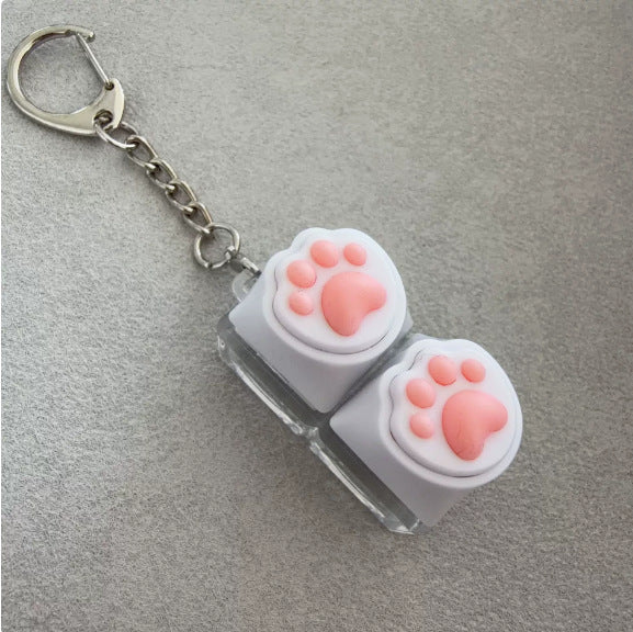 Silicone Cat Paw Keycap Stress Relief Keychain Keyboard-Style Pendant Charm