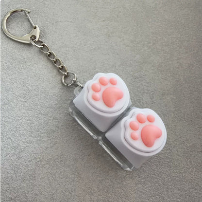 Silicone Cat Paw Keycap Stress Relief Keychain Keyboard-Style Pendant Charm