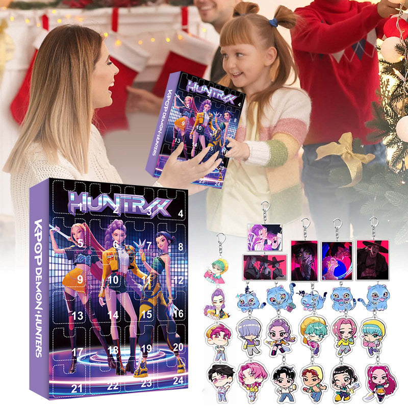 K-POP Demon Hunters Keychain Advent Calendar Blind Box Acrylic Car Keychain Ornament