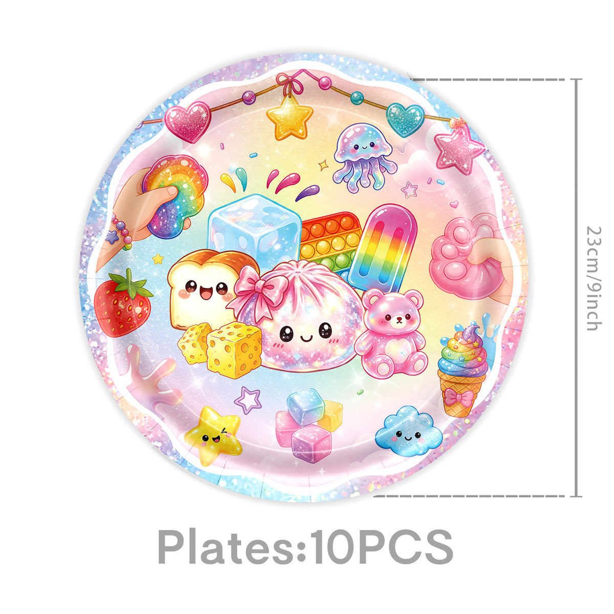Kawaii Squishy Toy Themed Birthday Party Supplies – Cute Cartoon Paper Plates, Cups, Napkins, Tablecloth & Decorations