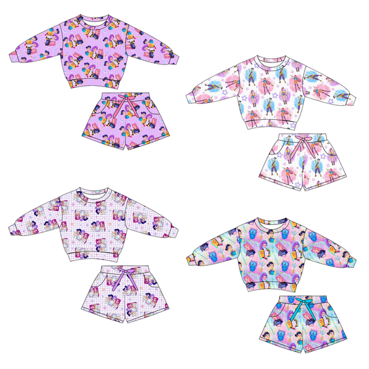 2026 Girls Summer Kpop Demon Hunter Sweatshirt Short Set