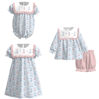 Kids Spring Summer Farm Boot Smock Embroidery Collection