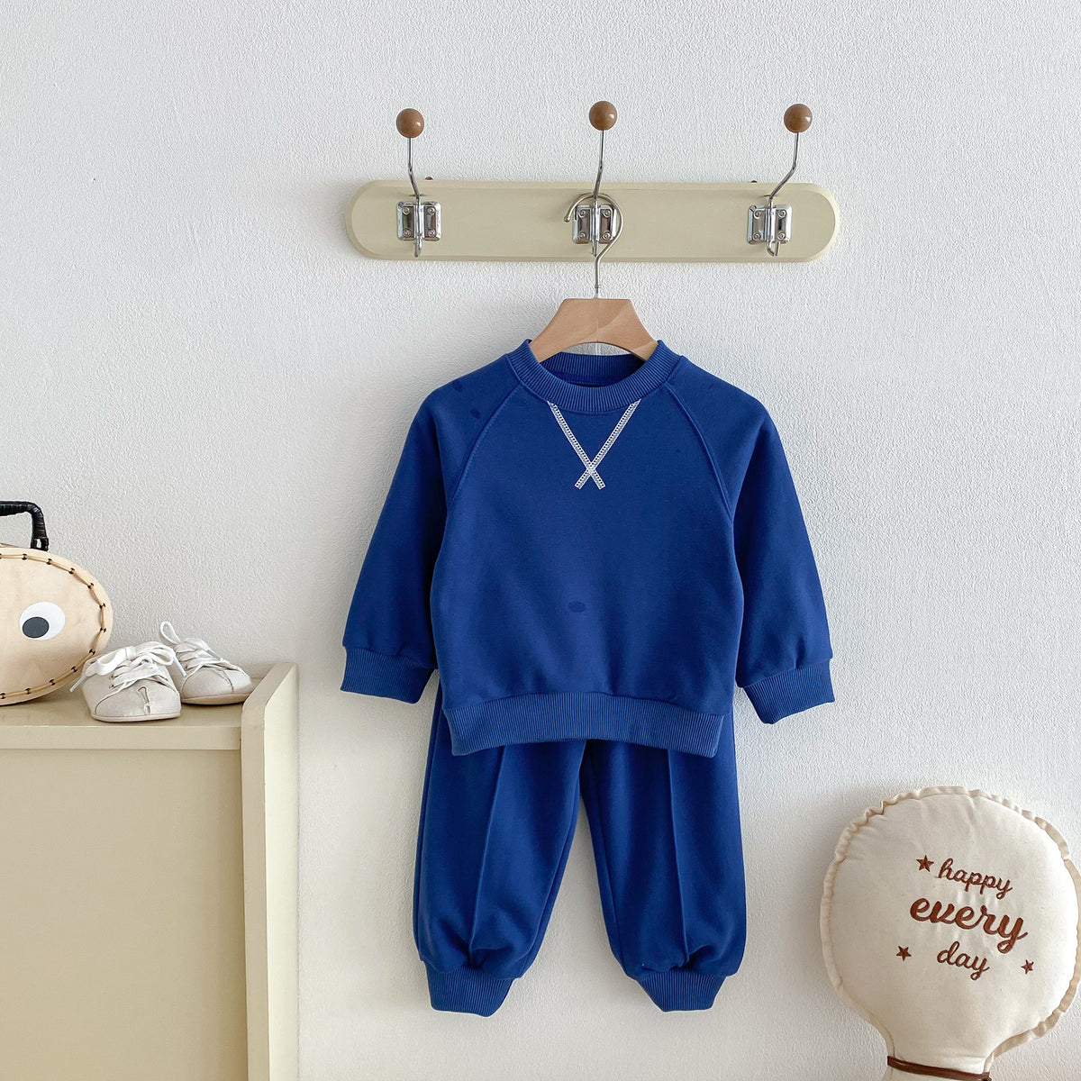 Personalized Boys Cotton Sweatshirt & Jogger Set – Custom Name Embroidery Kids Outfit