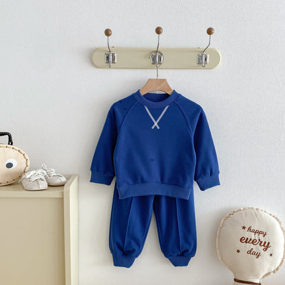 Personalized Boys Cotton Sweatshirt & Jogger Set – Custom Name Embroidery Kids Outfit