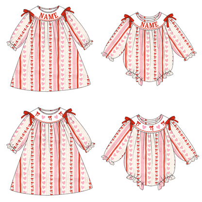 2026 Valentine's Day Heart Custom Name Smocked Embroidered Collection