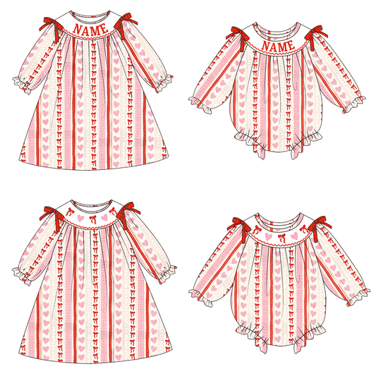 2026 Valentine's Day Heart Custom Name Smocked Embroidered Collection