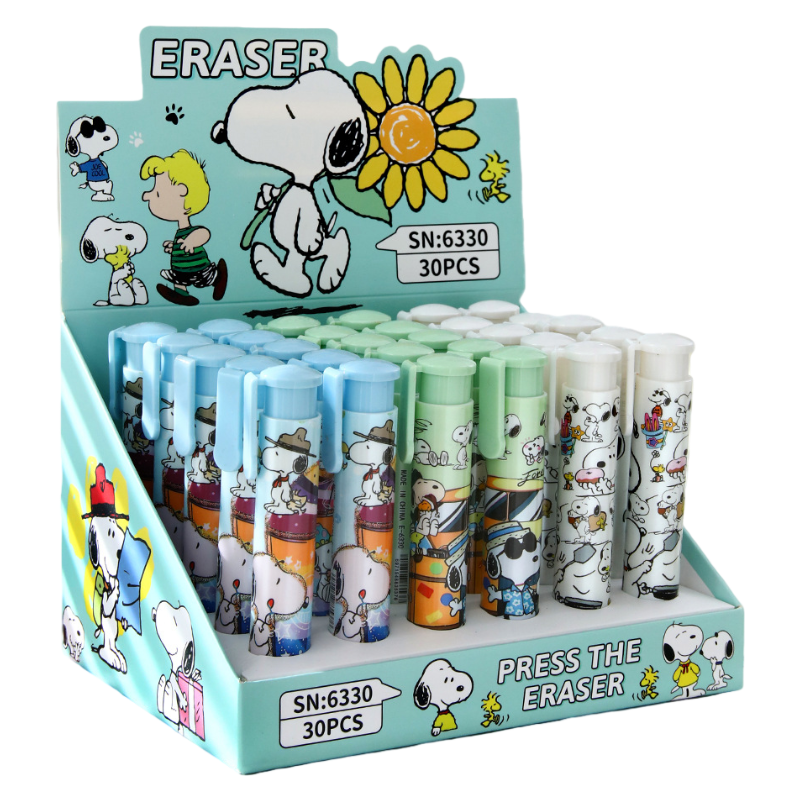 Press-to-Advance Mechanical Eraser Set Character Themed Pencil Erasers in Storage Case