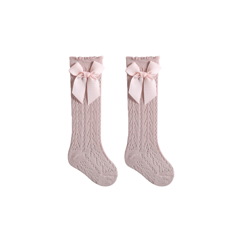 Baby Girls Knee High Mesh Breathable Spring & Summer Princess Socks with Bow