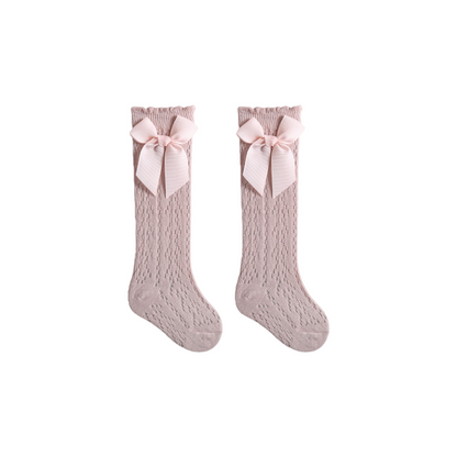 Baby Girls Knee High Mesh Breathable Spring & Summer Princess Socks with Bow