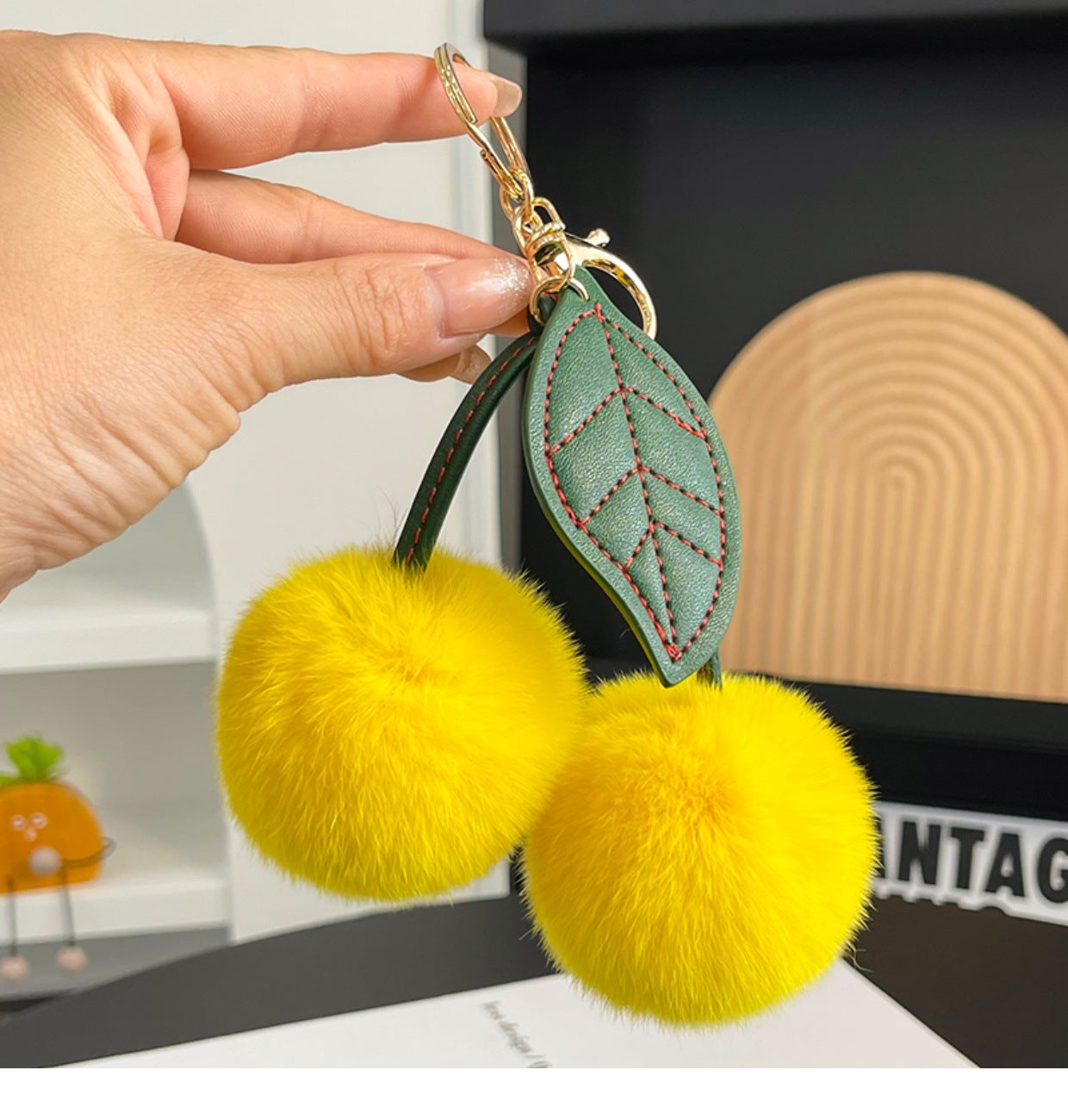 Cherry Plush Bag Pendant Lovely Keychain Cartoon Keyring Accessory