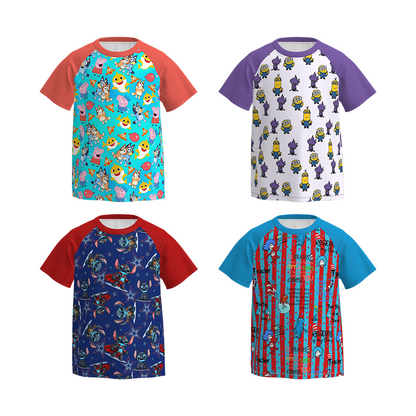 Boys Fall Summer Cartoon Print Short Sleeves Shirt