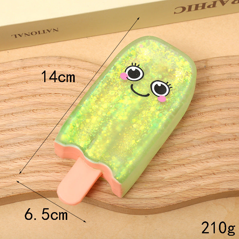 Glitter Popsicle Squishy Stress Relief Soft Squeeze Fidget Sensory Toy