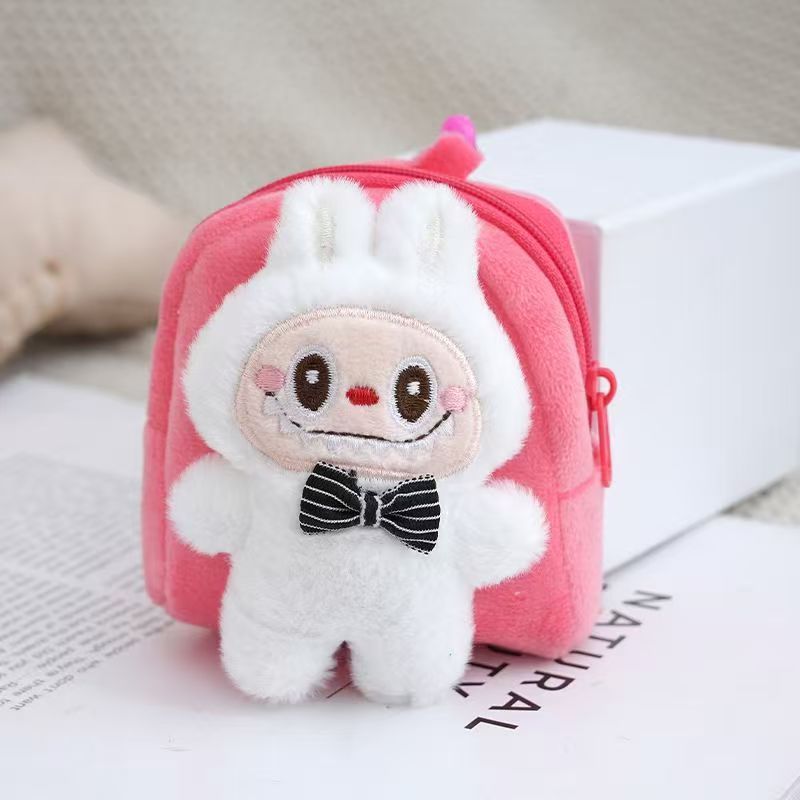 Plush Labubu Mini Backpack Coin Purse & Earphone Case – Cute Bag Charm Keychain