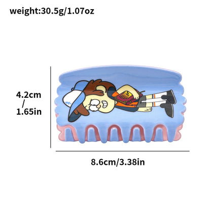 Gravity Falls Inspired Cartoon Acrylic Hair Claw Clip for Kids Animated Style Hair Accessory