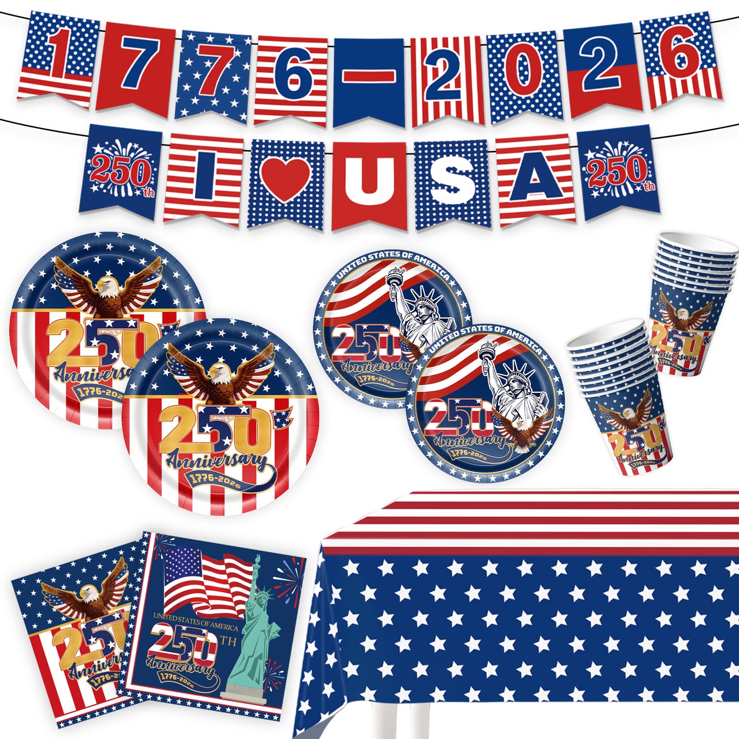 4th Of July Party Supplies Themed Tableware and Decorations