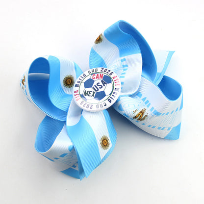 5.5-inch Double-Layer World Cup Ribbon Bow Hair Clip for USA, Canada & Mexico