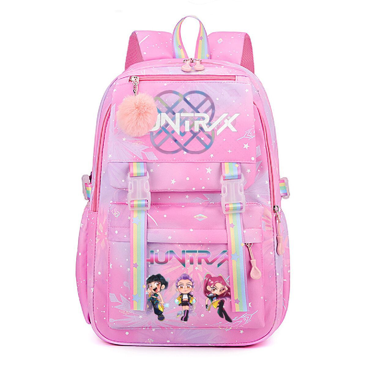 Kpop Demon Hunters Rainbow Print Backpack, Lightweight Student School Bag