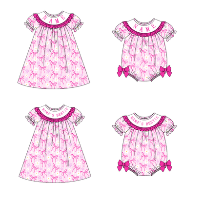 MAMA'S BESTIE Bow Custom Name Smocked Embroidered Collection