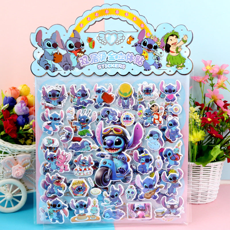 Children’s Cute Cartoon Puffy Stickers Pony & Capybara Double-Layer Bubble Stickers