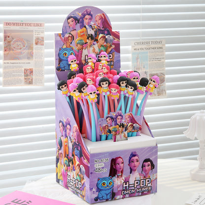 K-POP Huntr Shaker Gel Pen – Cute Silicone Character Neutral Pen for School & Office