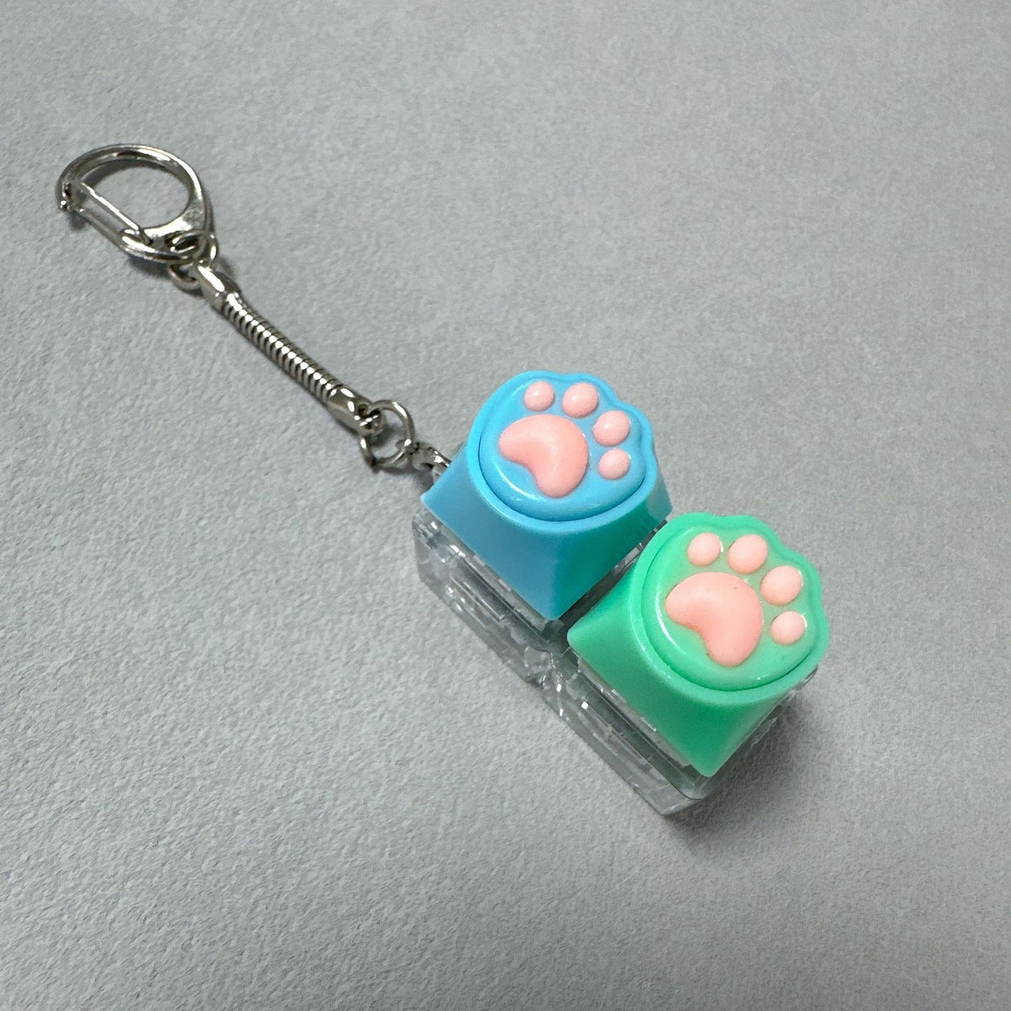 Kawaii Paw Print Keycap Bag Charm Keychain – Cute Mini Keyboard Keychain for Gifts