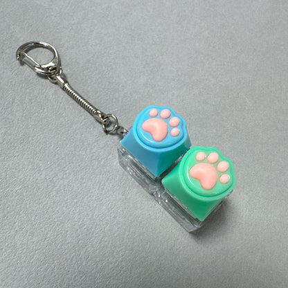 Kawaii Paw Print Keycap Bag Charm Keychain – Cute Mini Keyboard Keychain for Gifts