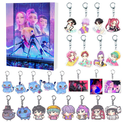 KPOP Demon Hunter Girl Group Advent Calendar – 24pcs Blind Box Acrylic Keychain Set