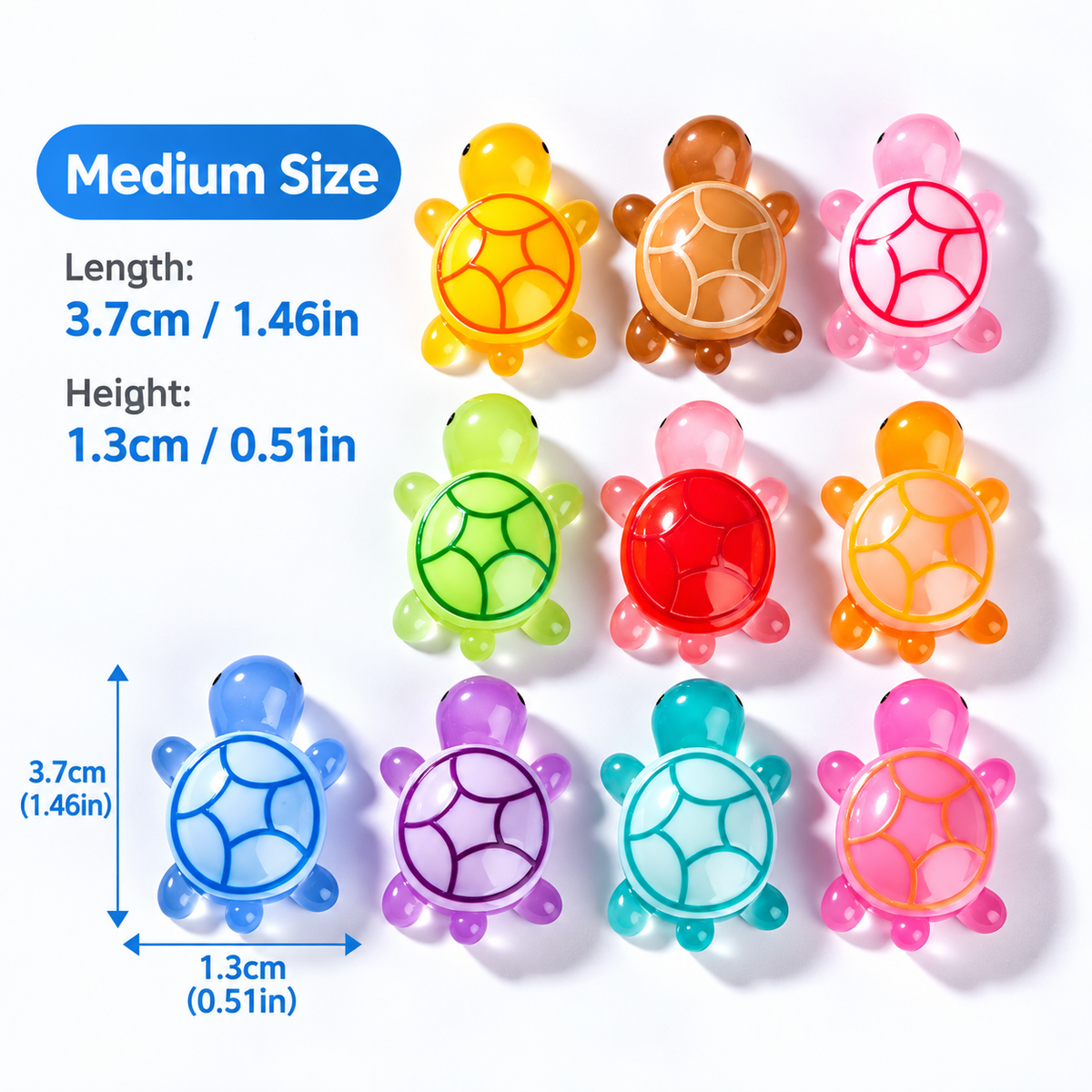 Glow-in-the-Dark Resin Turtle Figurines – 10-Color Set