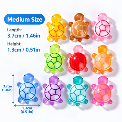 Glow-in-the-Dark Resin Turtle Figurines – 10-Color Set