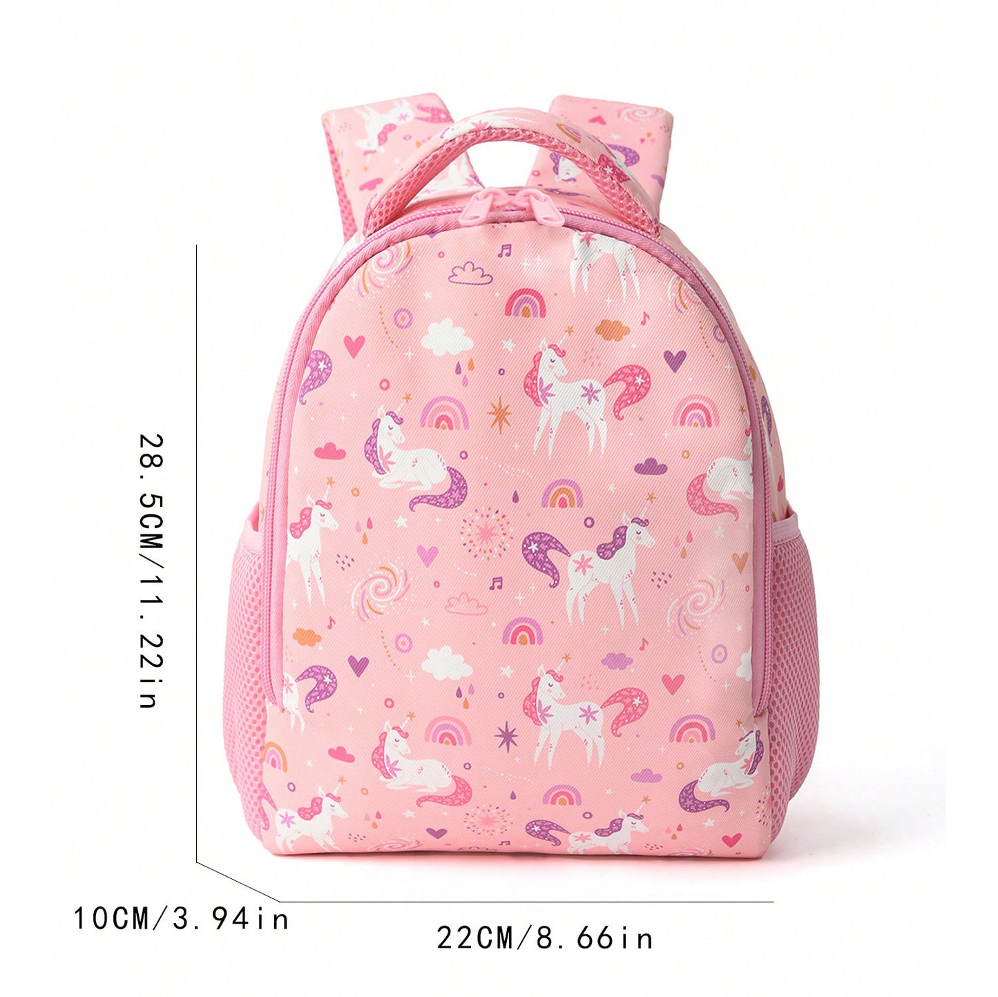 Rainbow Unicorn Print Kids Backpack Lightweight Casual Elementary School Bag